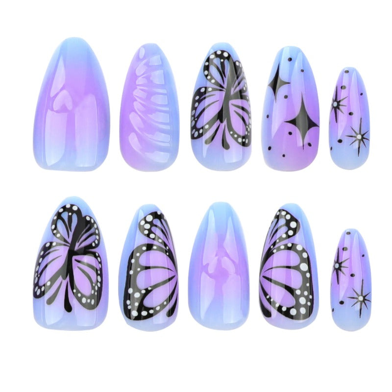 Wholesale 24 Pieces/box Purple Butterfly Nails Kits Nail Stickers ACC-NS-LeFan200
