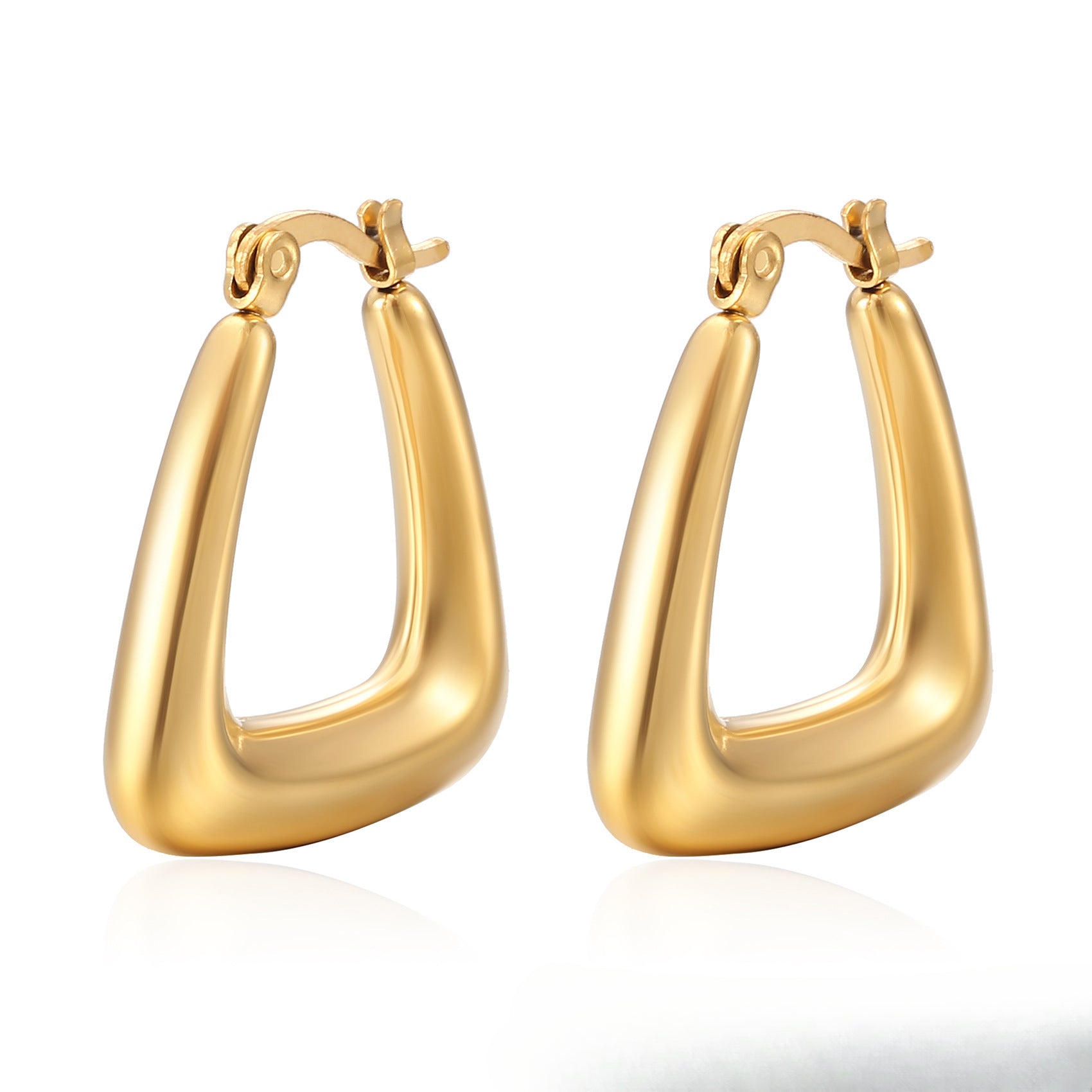 Wholesale 18K Gold Titanium Steel Horn Polished Irregular Earrings ACC-ES-HanLi001