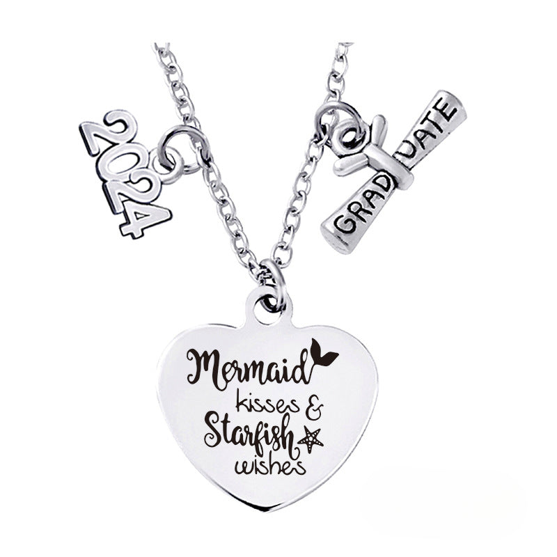 Wholesale Love Pendant 2024 Graduation Season Gift Titanium Steel Necklace ACC-NE-Ganggu001