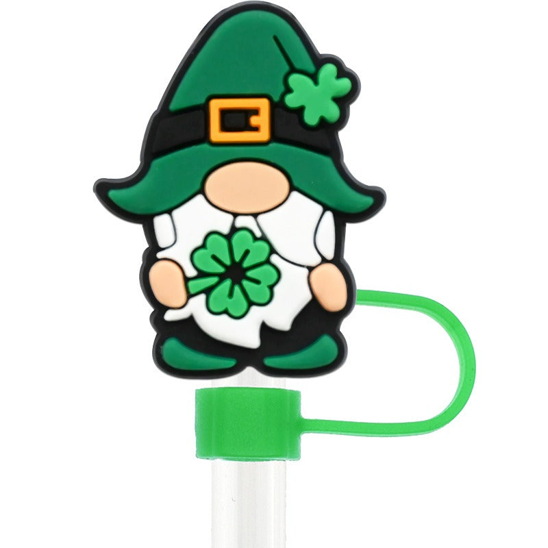 Wholesale Random 100pcs St. Patrick Series 10mm PVC Soft Straw Tube Cap ACC-SCR-RYY132