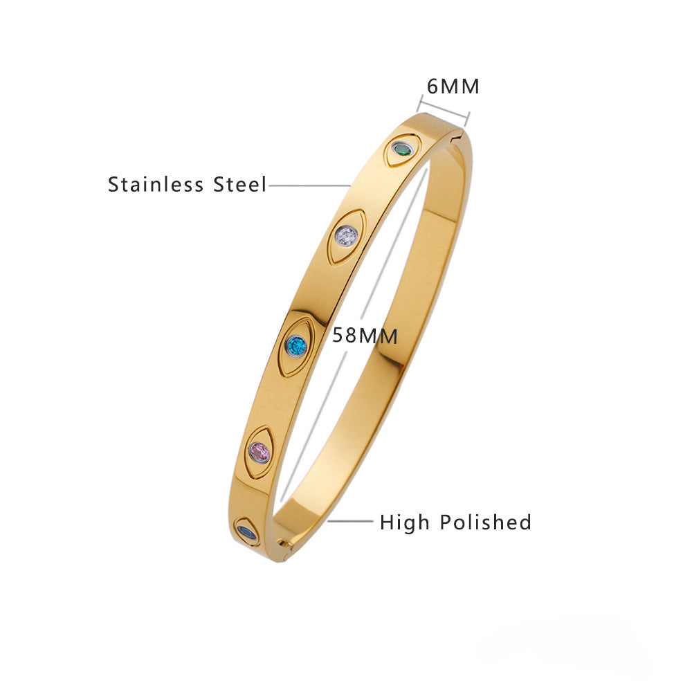 Wholesale Zircon Gold Titanium Steel Bracelets ACC-BT-Feif001