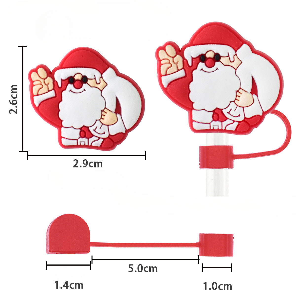 Wholesale Random 100pcs Christmas 10mm PVC Soft Straw Tube Cap ACC-SCR-RYY074