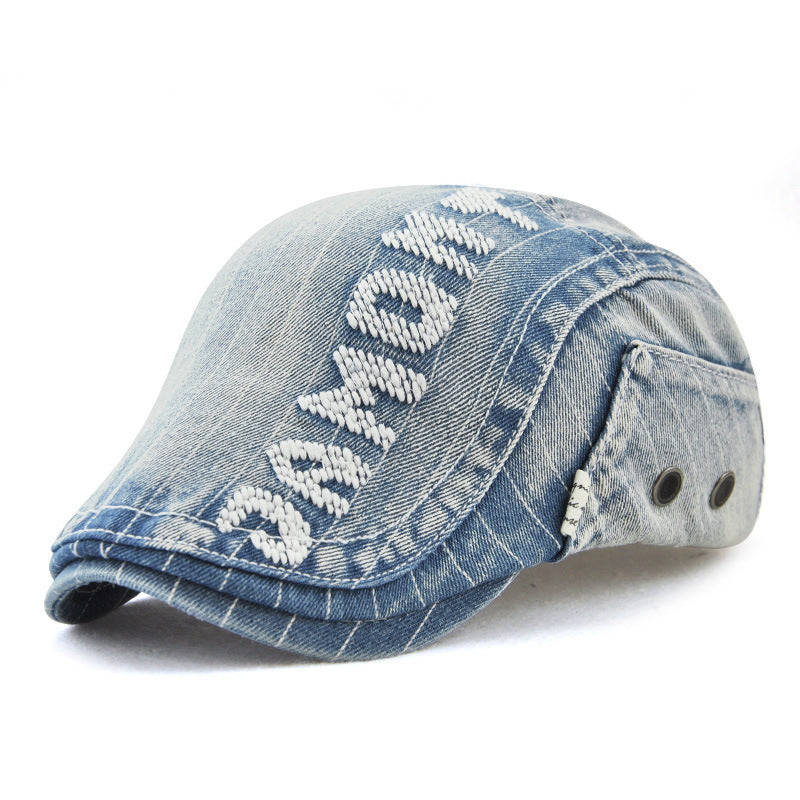 Wholesale Hats Adult Denim Beret Letters Embroidered Outdoor Sun Hat Berets ACC-HT-YangGuan008