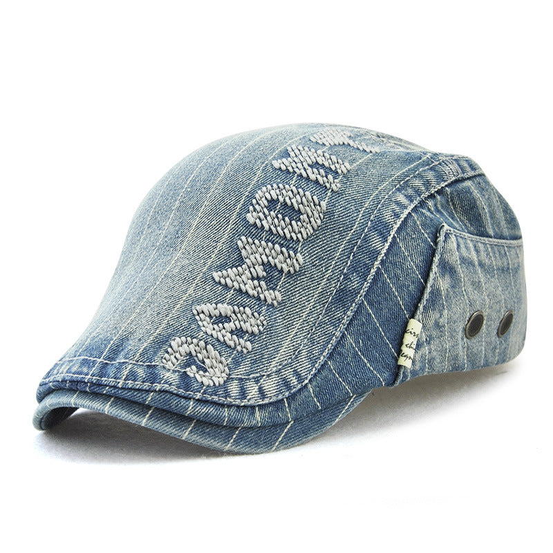 Wholesale Hats Adult Denim Beret Letters Embroidered Outdoor Sun Hat Berets ACC-HT-YangGuan008