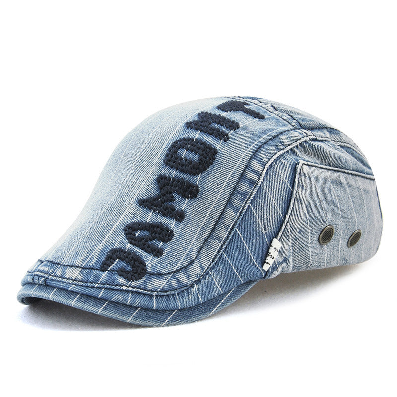 Wholesale Hats Adult Denim Beret Letters Embroidered Outdoor Sun Hat Berets ACC-HT-YangGuan008