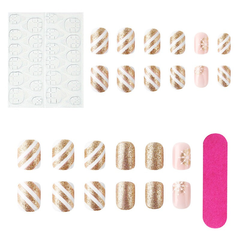 Wholesale 24 Pieces/box Christmas Golden Snowflake Nails Kits Nail Stickers ACC-NS-MiKe016