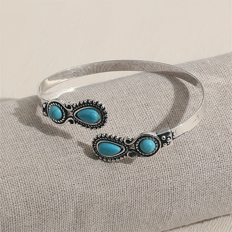 Wholesale Ethnic Retro Alloy Turquoise Open Bracelet ACC-BT-Jiud002
