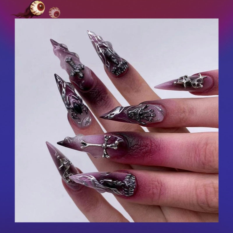 Wholesale 24 Pieces/box Halloween Flame Cross Nail Stickers ACC-NS-LeFan077