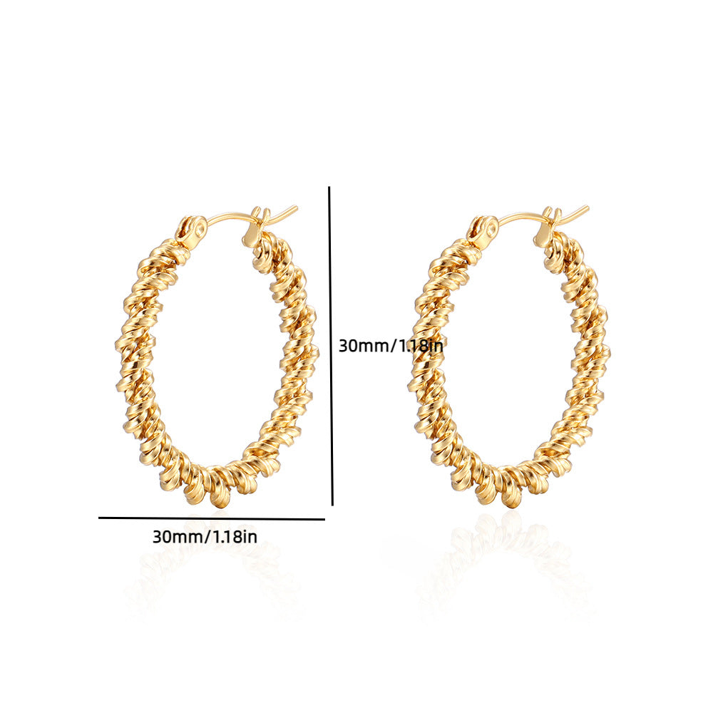Wholesale Vintage Twisted Hoop Titanium Steel Earrings ACC-ES-Yixin007