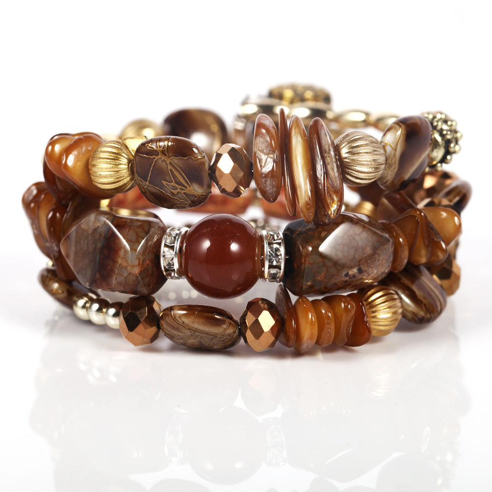 Wholesale artificial crystal agate stone  multi-layer exquisite classic bracelet