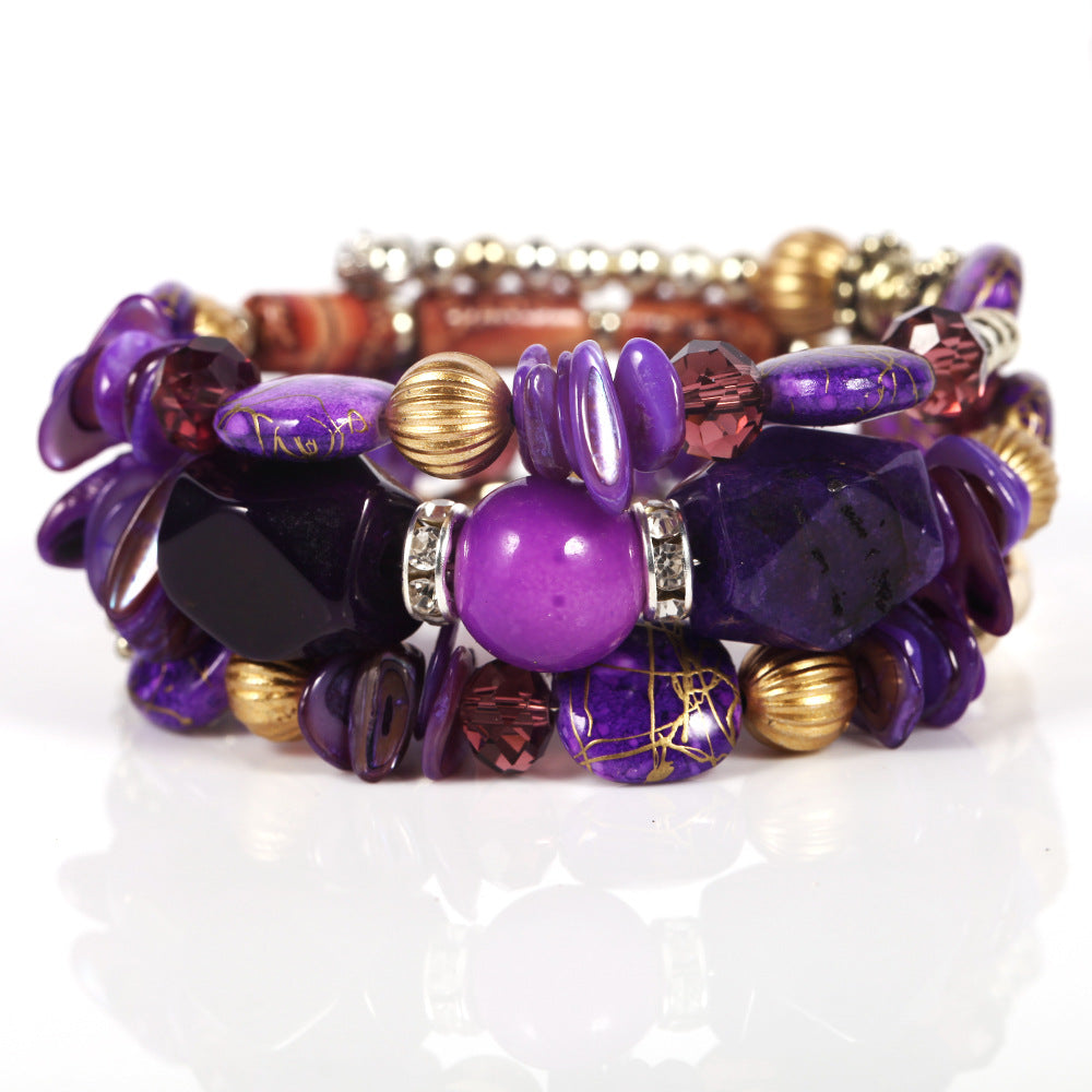 Wholesale artificial crystal agate stone  multi-layer exquisite classic bracelet