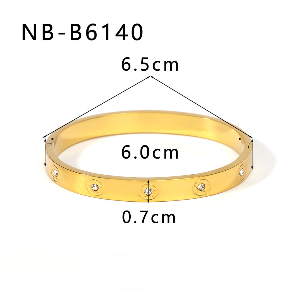 Wholesale Stainless Steel Inlaid Zircon Colorful Leaf Snowflake Love Geometric Bracelet ACC-BT-XinY027