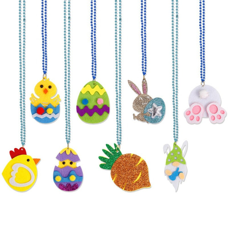 Wholesale Easter Party Dress Up Beaded Eggs Rabbit Carrot Bead Necklace ACC-NE-LiTa001