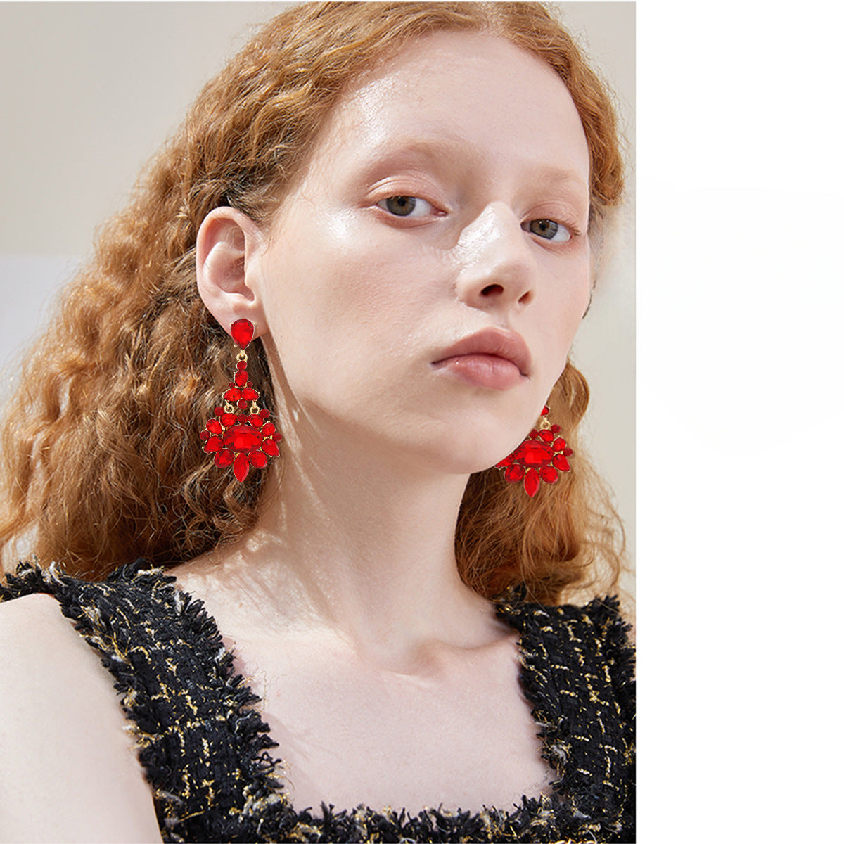 Wholesale Full Diamond Oval Tassel Earrings Luxury Earrings ACC-ES-YiN002