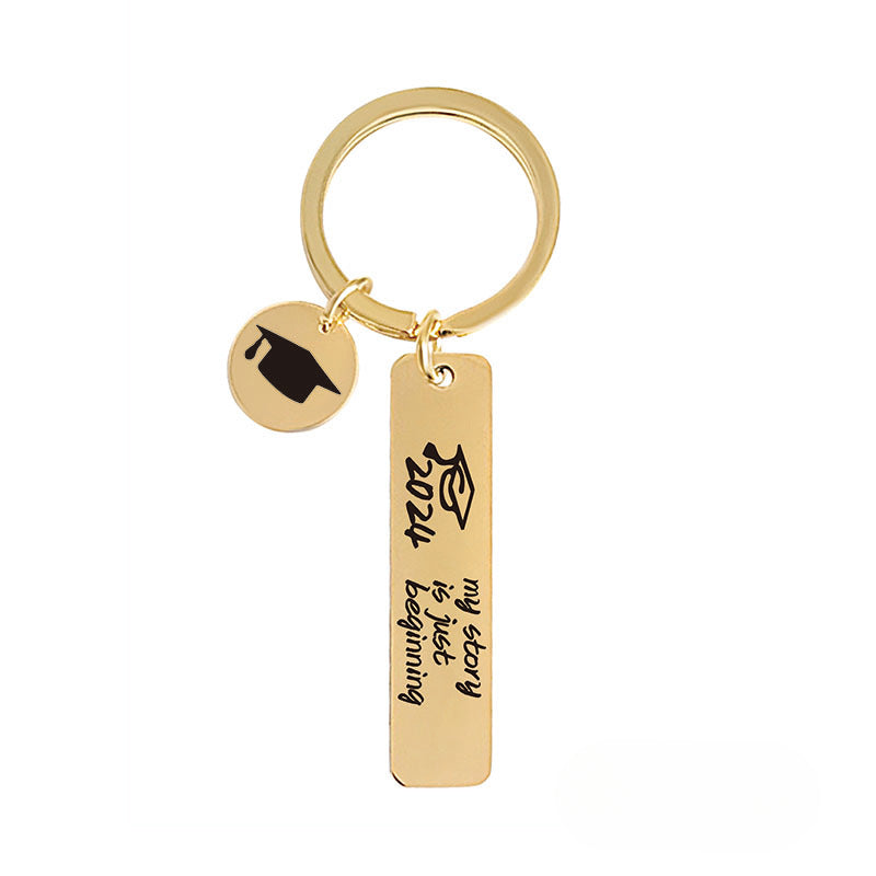 Wholesale 2024 Graduation Season Inspirational Phrases Square Stainless Steel Keychain ACC-KC-Ganggu013