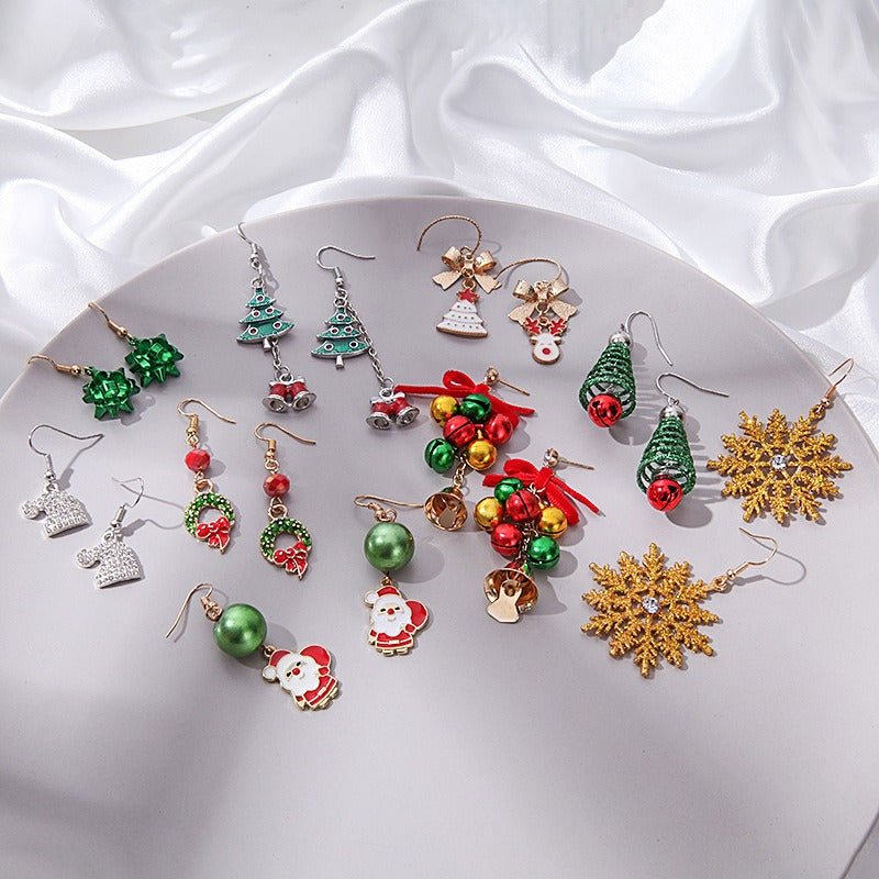 Wholesale Christmas Alloy Diamond Bell Snowflake Christmas Tree Earrings ACC-ES-Bingl004
