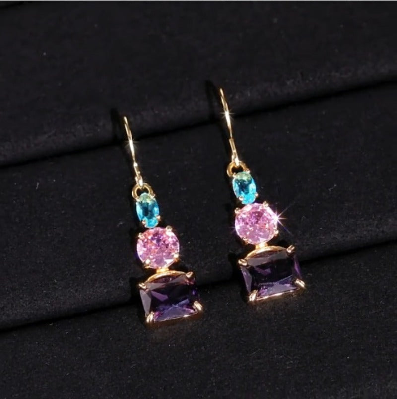 Wholesale Copper Purple Quadrilateral Elegant High-end Earrings ACC-ES-ZhiLing002