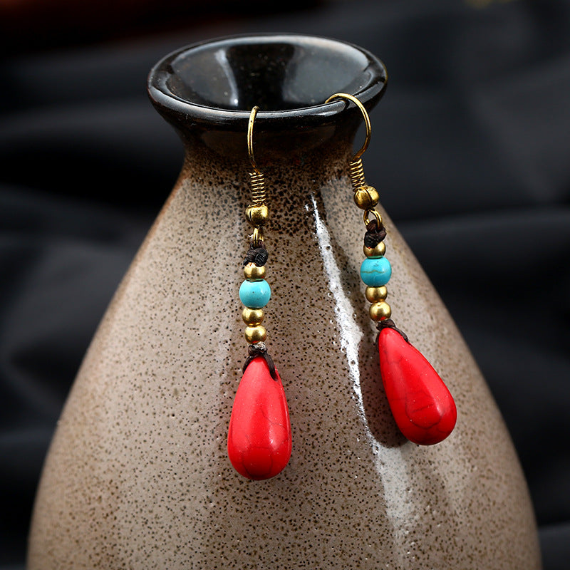 Wholesale Bohemian Water Drop Pendant Earrings