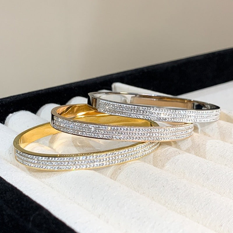 Wholesale Light Luxury Full Diamond Titanium Steel Bracelet ACC-BT-XKL003