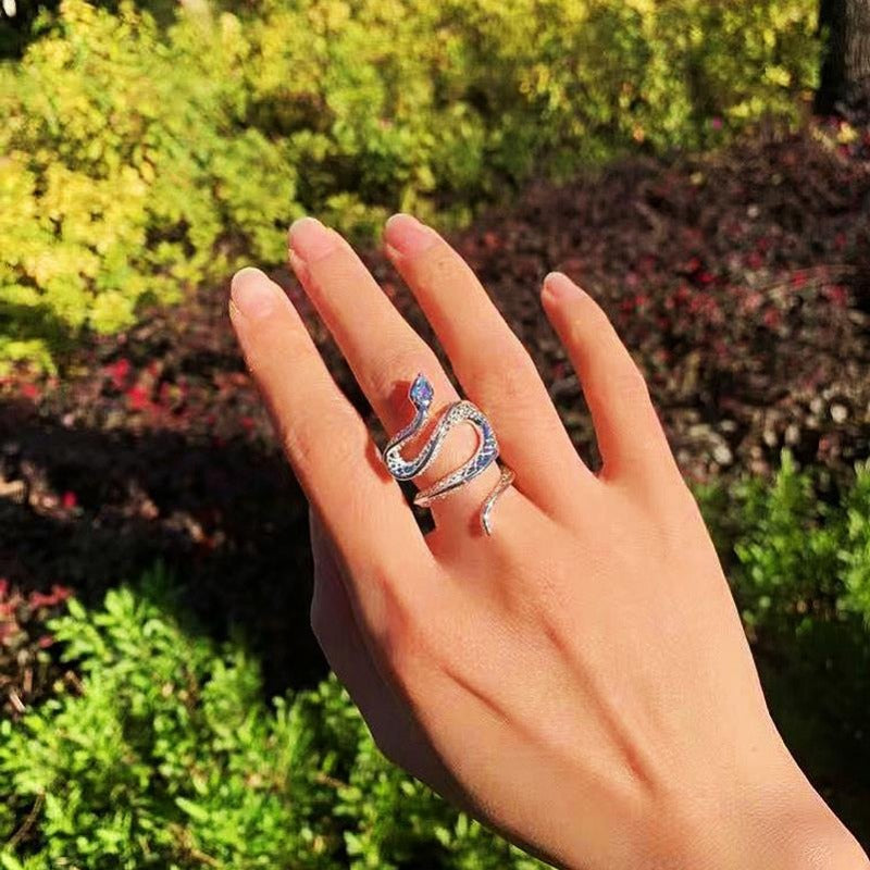 Wholesale Light Luxury Snake Open Adjustable Ring ACC-RS-YuMei004