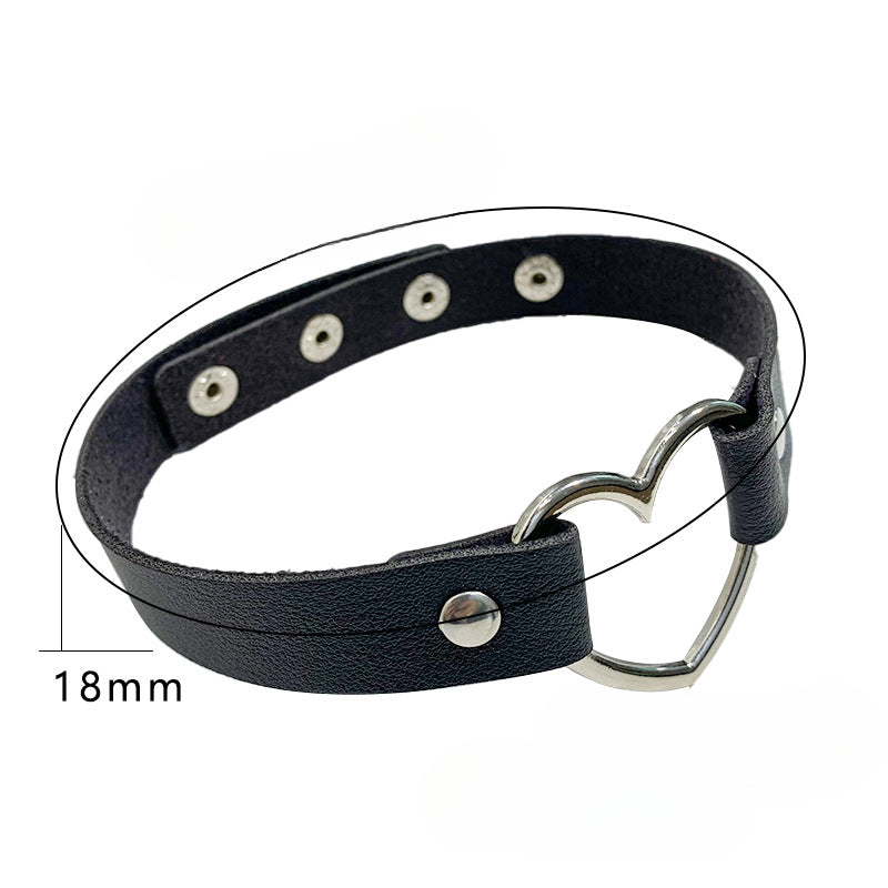 Wholesale Punk Pu Leather Peach Heart Love Necklace ACC-NE-Jinl004