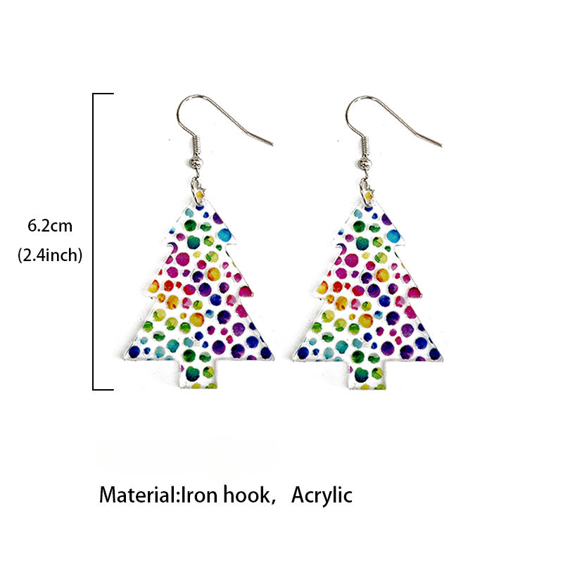 Wholesale Christmas Tree Colorful Acrylic Hollow Earrings ACC-ES-XinChuan068