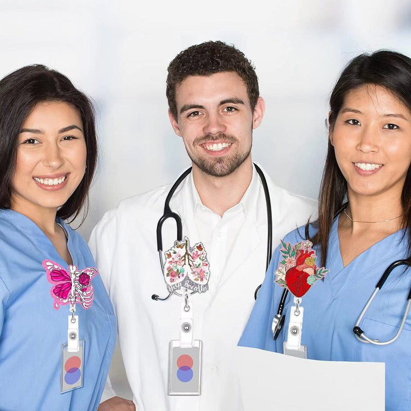 Wholesale Acrylic Organ Brain Heart Doctor Nurse Day Telescopic Rotating Badge Keychain ACC-KC-LingYu007