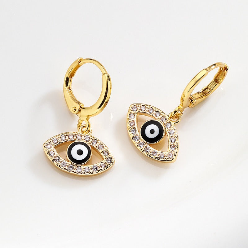 Wholesale Oil Dripping Demon Eye Zircon Earrings ACC-ES-AG005