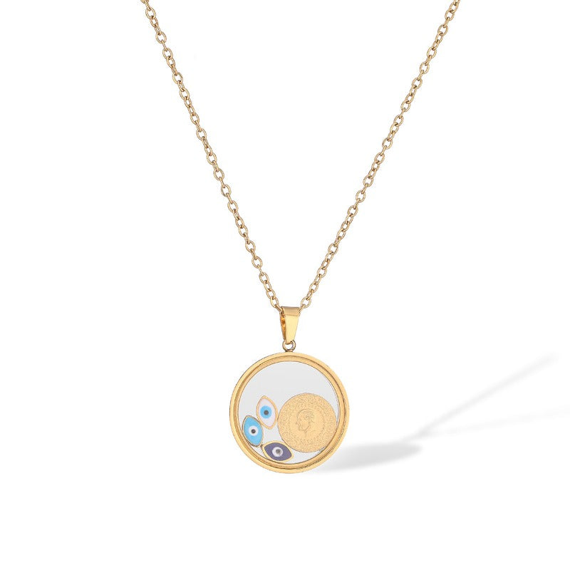 Wholesale Real Gold Evil Eye Geometric Pendant Necklace ACC-NE-AoGu005
