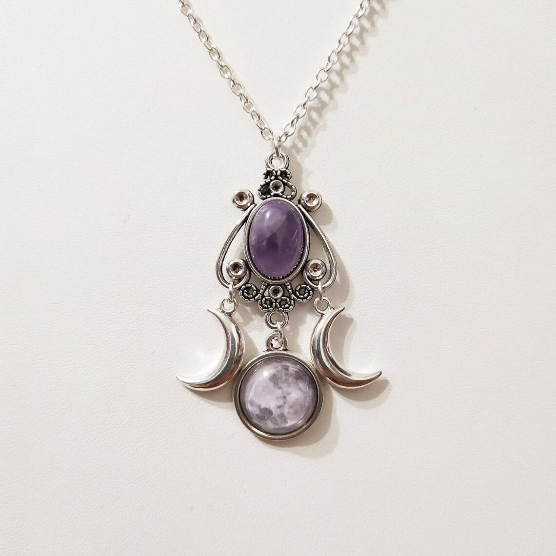 Wholesale Moon Necklace Amethyst Vintage Alloy Necklaces ACC-NE-AnMing001