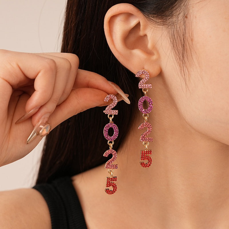 Wholesale Light Luxury Style Diamond Number Earrings ACC-ES-JingQiao008