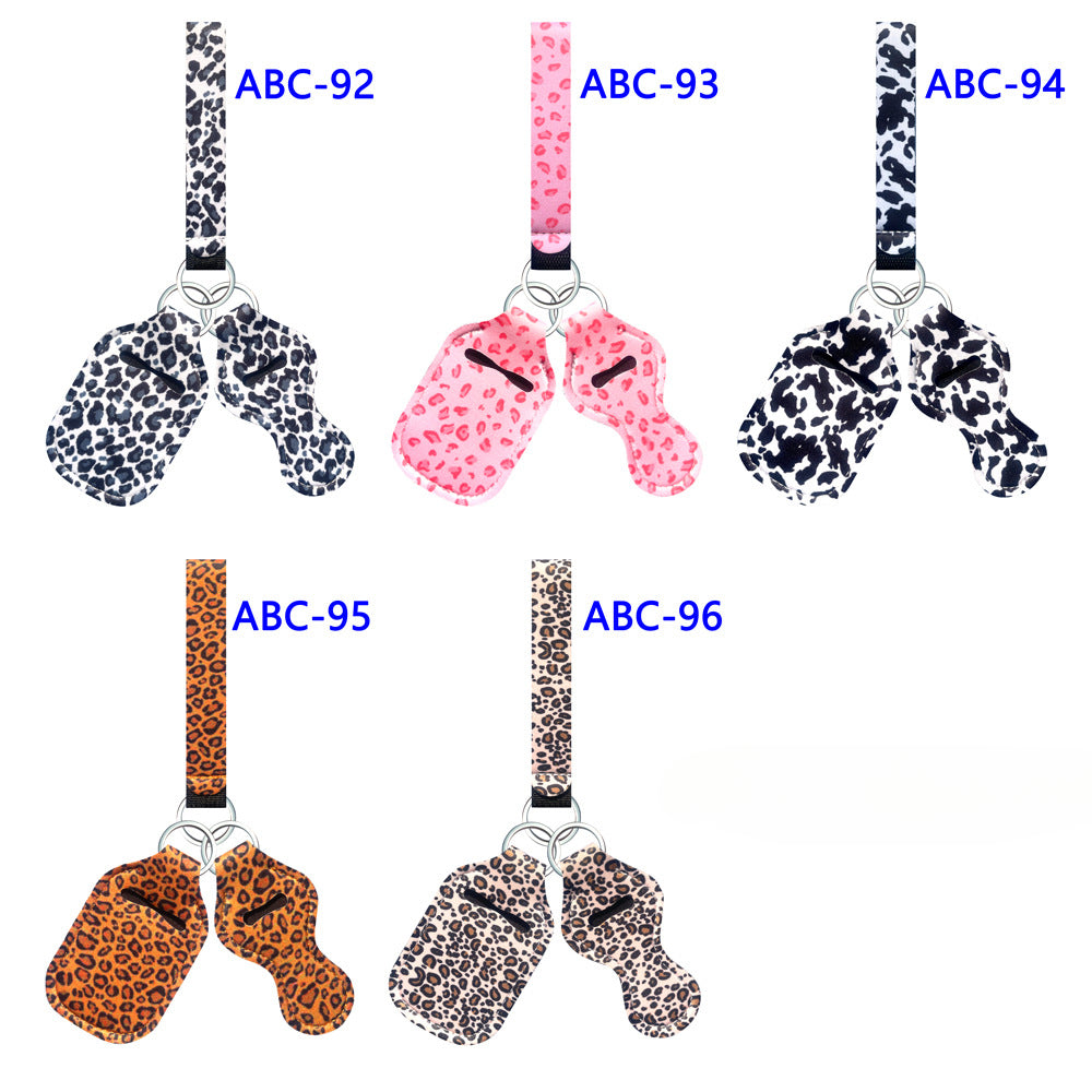 Wholesale Cow Print Leopard Print Lipstick Case Wrist Strap Keychain Set ACC-KC-XinY001