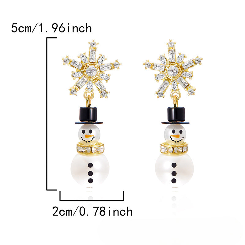 Wholesale Christmas Diamond Snowflake Hat Snowman Earrings ACC-ES-FanYou002