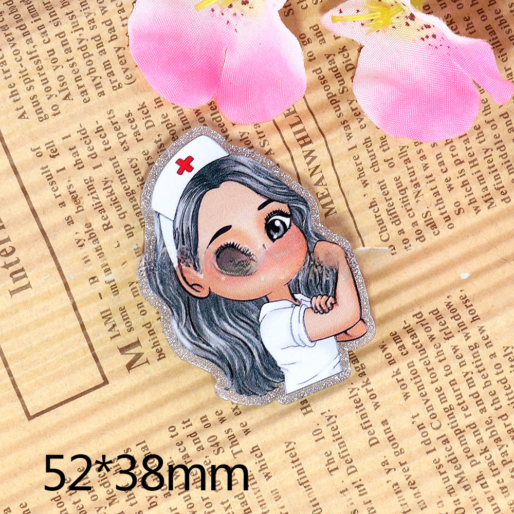 Wholesale 10pcs DIY Flatback Cartoon Rainbow Acrylic Flatback Badge Scroll Retractable Keychain DIY Accessories ACC-FK-OuYe010