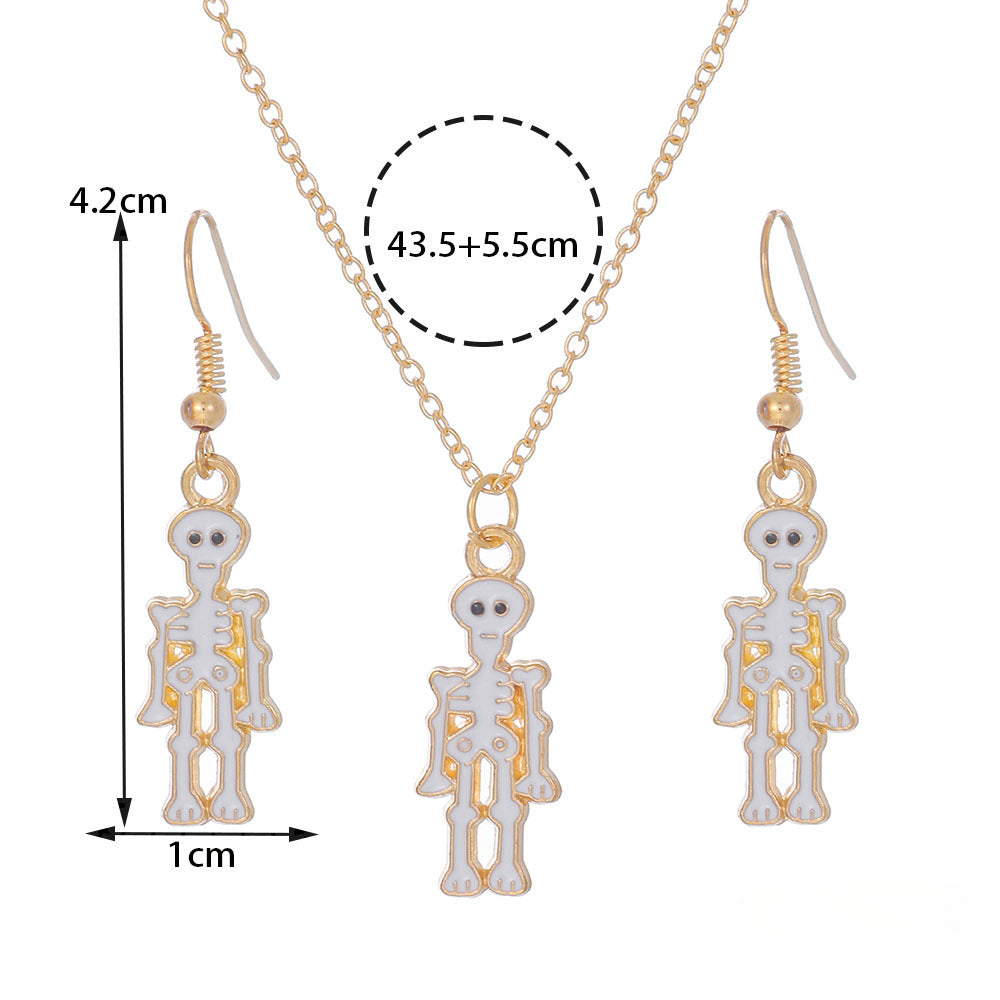 Wholesale Halloween Cartoon Funny Ring Ghost Earrings Necklaces Set ACC-NE-Zhey005