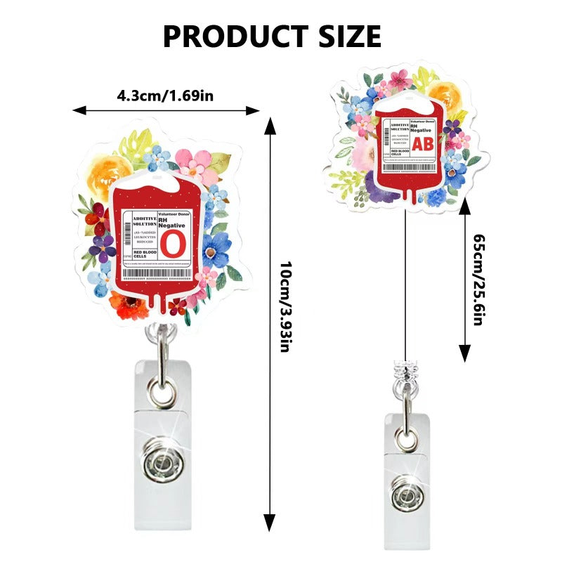 Wholesale Acrylic Flower Infusion Bag Retractable Badge Scroll Keychain ACC-KC-LingYu008