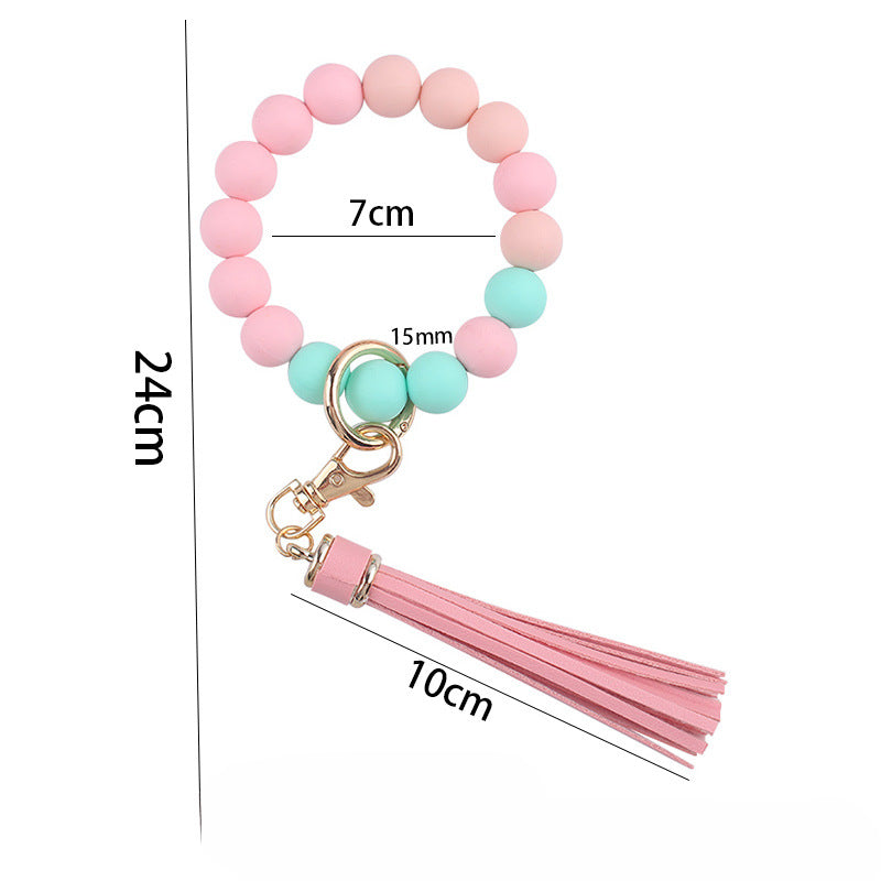 Wholesale Cartoon Solid Color Silicone Beaded Wrist Keychain ACC-KC-GuangTian060