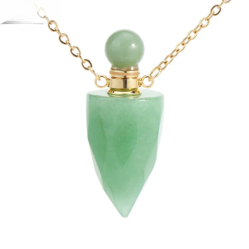 Wholesale Natural Stone Crystal Perfume Bottle Necklace ACC-NE-HuaiShe005
