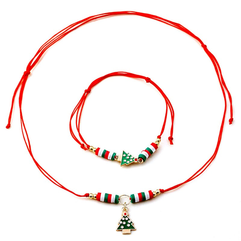Wholesale Christmas Cute Cartoon Oil Drop Bell Necklace ACC-NE-Tiangao014