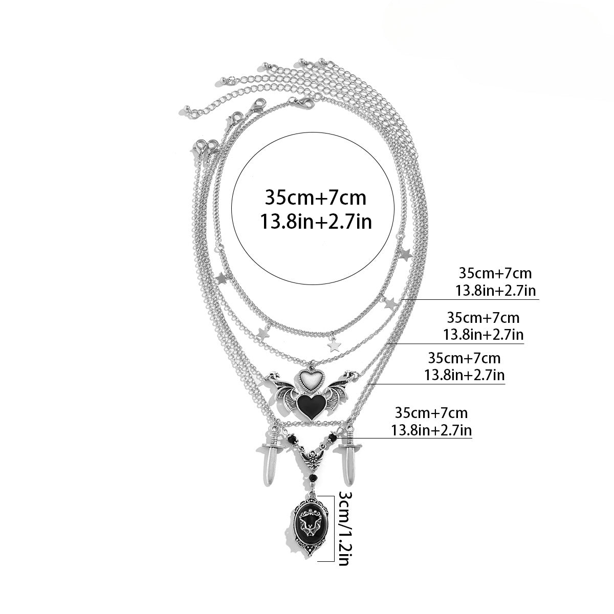 Wholesale Halloween Dark Punk Love Wings Pendant Necklaces ACC-NE-XueRou014