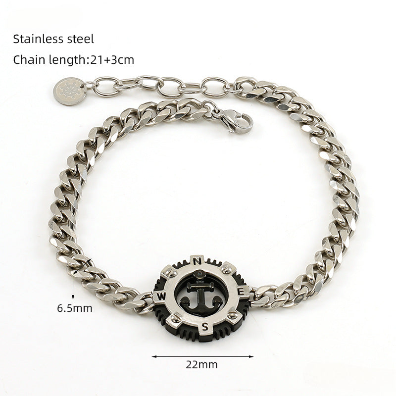 Wholesale Round Anchor Titanium Steel Bracelets ACC-BT-ZhongYao003