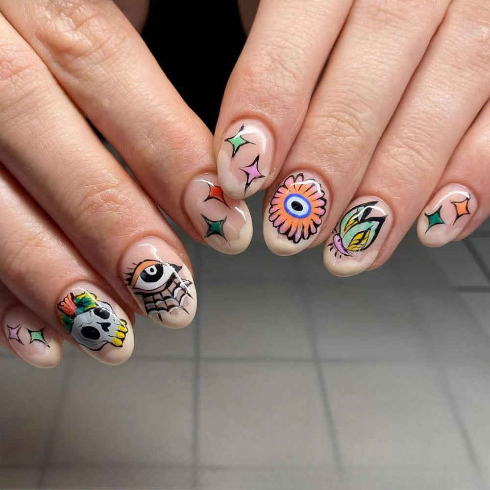 Wholesale 24 Pieces/box Press-on Nails Kits Nail Stickers ACC-NS-XingNai008