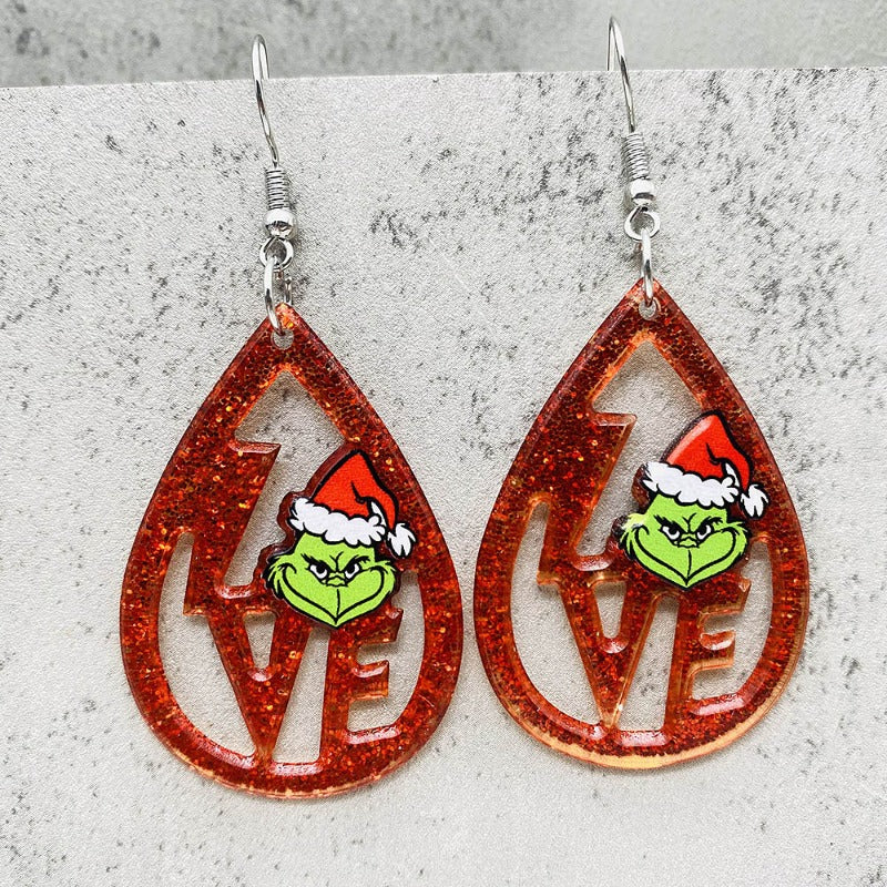 Wholesale Christmas Acrylic Classic Red Santa Hat Earrings ACC-ES-ChenY094