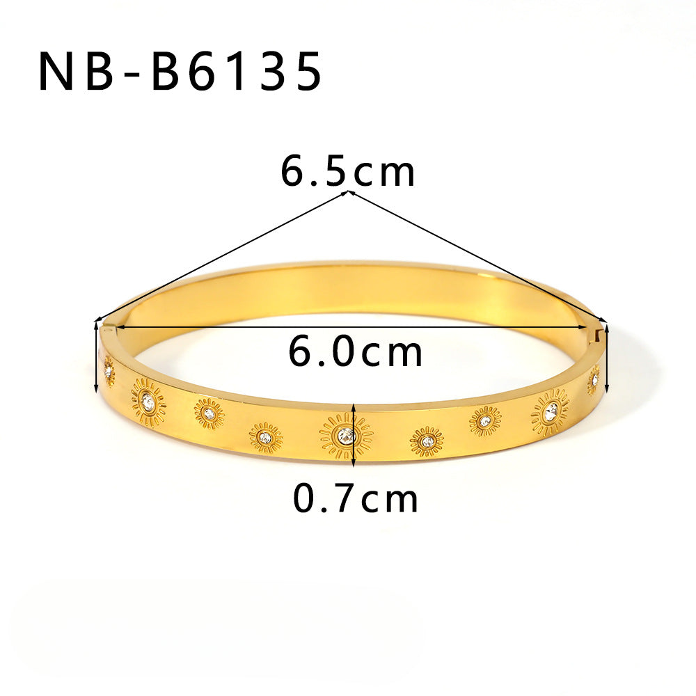 Wholesale Stainless Steel Inlaid Zircon Colorful Leaf Snowflake Love Geometric Bracelet ACC-BT-XinY027