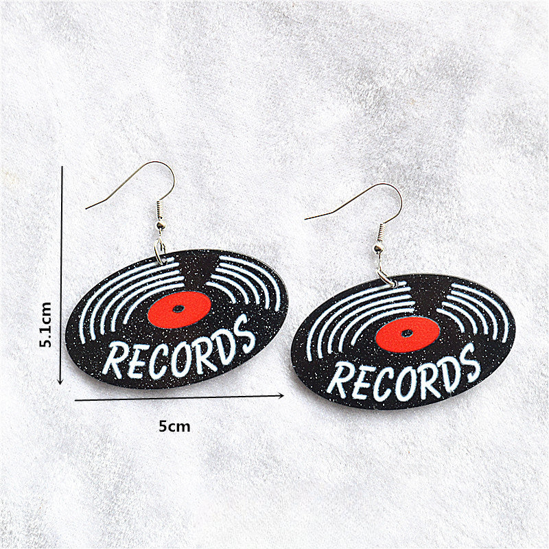 Wholesale Vinyl Record Earrings Creative Retro Earrings Vintage Earrings Acrylic Earrings ACC-ES-XN009