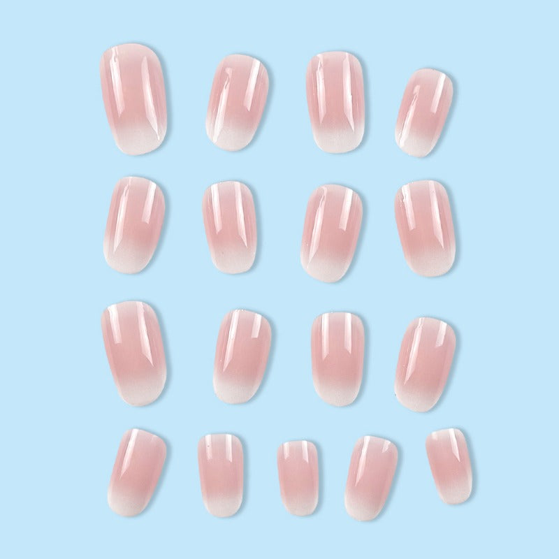 Wholesale 24 Pieces/box Pink and White Gradient Nails Kits Nail Stickers ACC-NS-QXJ018