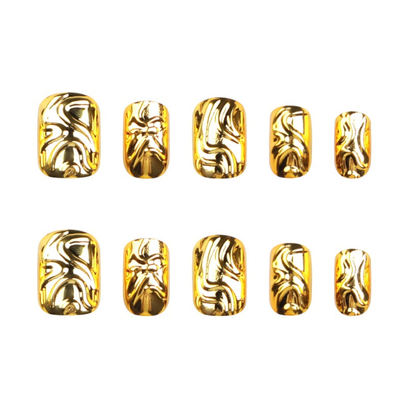 Wholesale 24 Pieces/box Gold Glitter Nails Kits Nail Stickers ACC-NS-LeFan171