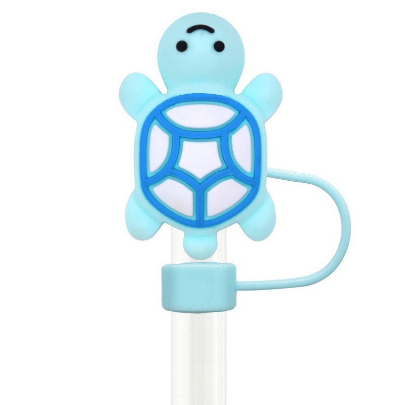 Wholesale Random 100pcs Cartoon Turtle 10mm PVC Soft Straw Tube Cap ACC-SCR-RYY138