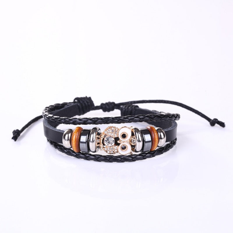 Wholesale Cowhide Exaggerated Owl Bracelet ACC-BT-Luany002