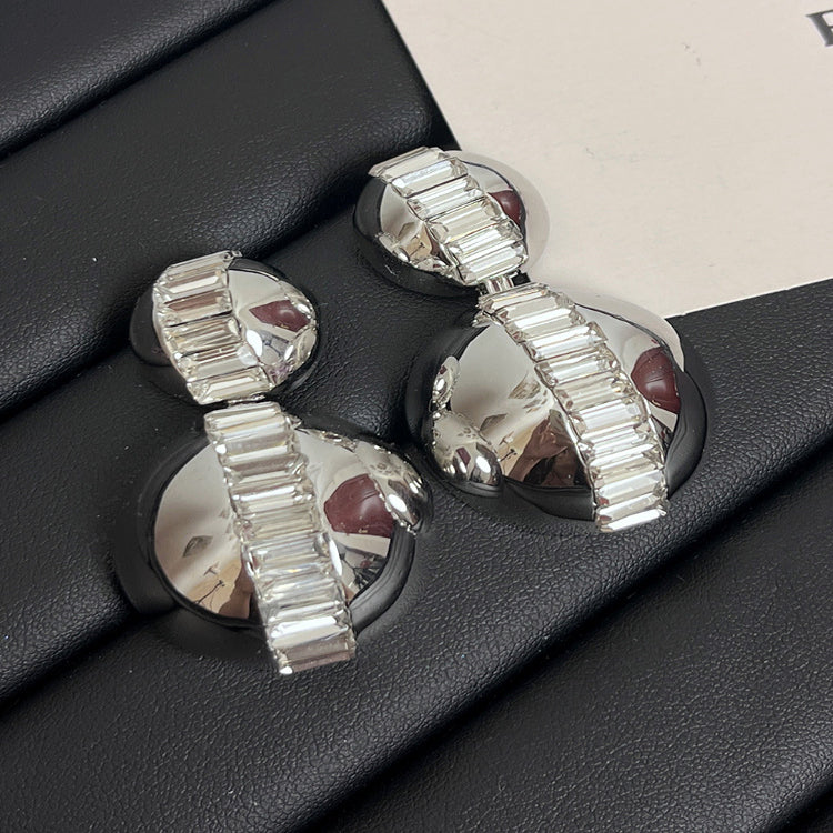 Wholesale Graded Rhinestones Round Ball Mirror Exaggerated Earrings Statemente Earrings Blingbling Earrings ACC-ES-SZL003